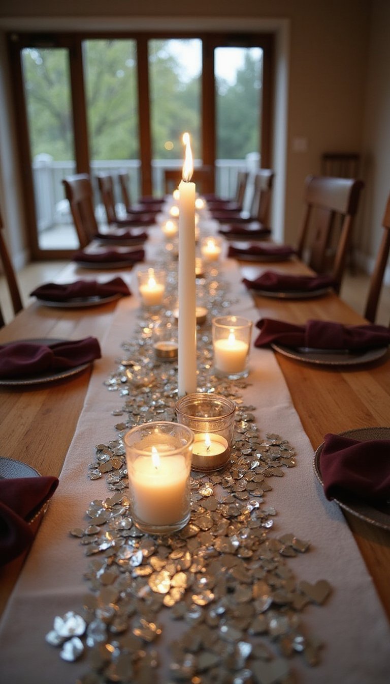 21 Galentine's Party DIY Table Decor 20 Mirrored Heart Table Tiles For Sparkle