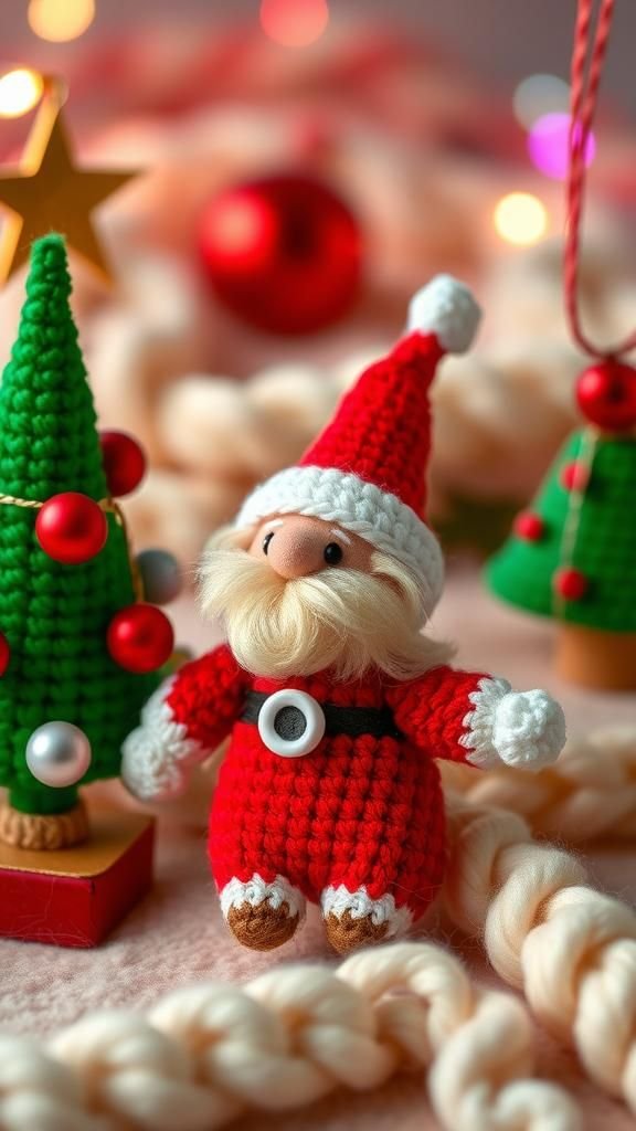21 Handmade Christmas Tree Ornament Ideas 19 Crochet Mini Santas And Trees In Yarn