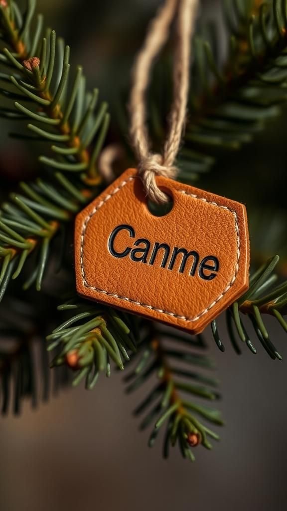 21 Handmade Christmas Tree Ornament Ideas 10 Leather Tag Personalized Name Ornaments With Charm