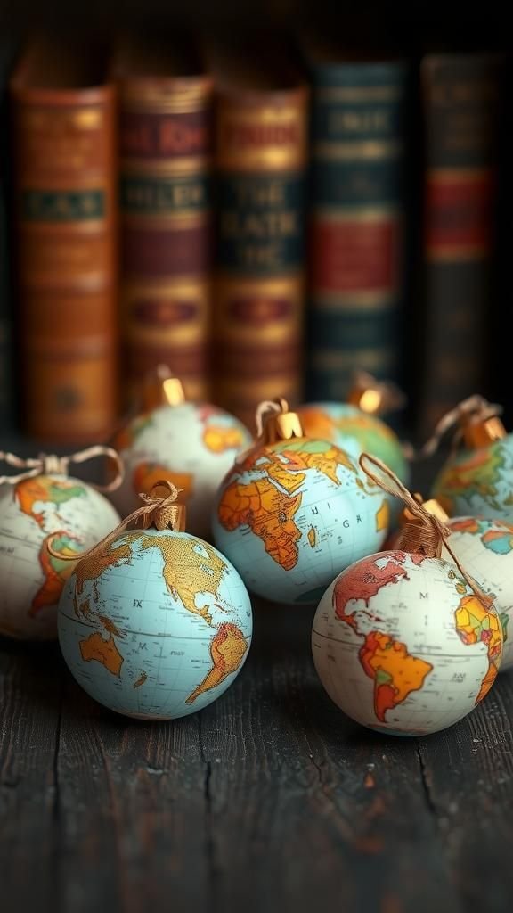 21 Handmade Christmas Tree Ornament Ideas 16 Map Location Memory Globe Tiny Travel Ornaments