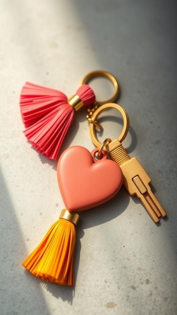 21 Heart Shaped Clay Jewelry Projects 21 Charm-Style Heart Keychain With Tassel Accent