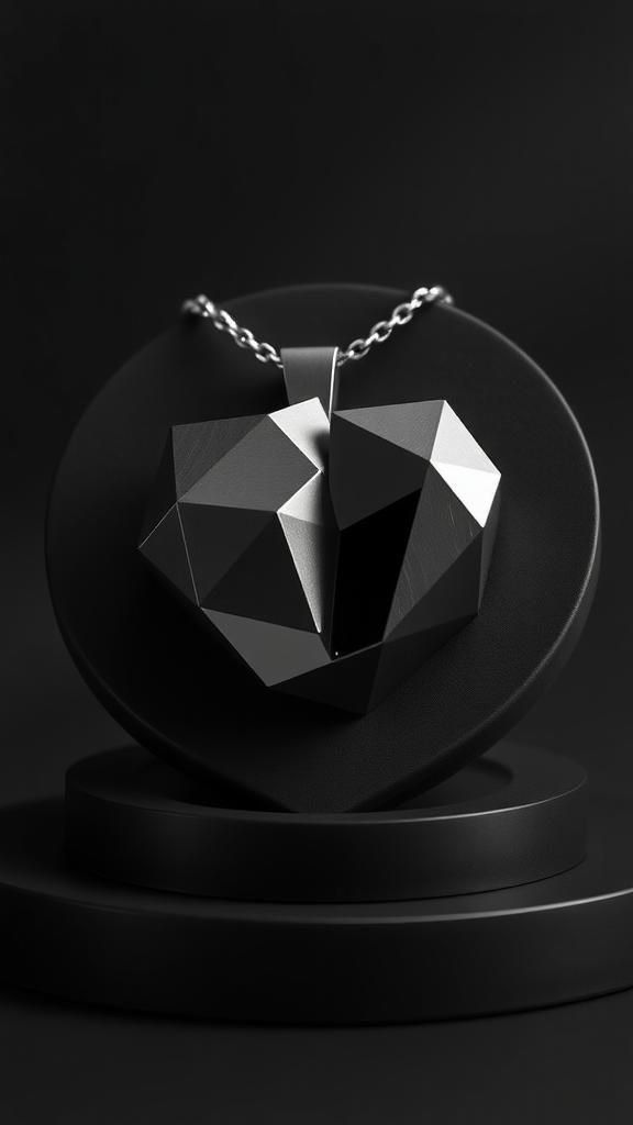 21 Heart Shaped Clay Jewelry Projects 19 Geometric Faceted Heart Pendant With Sharp Planes