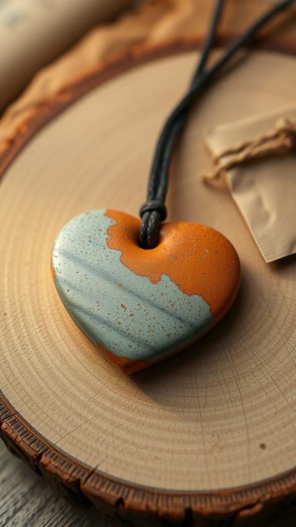 21 Heart Shaped Clay Jewelry Projects 6 Rustic Earthenware Heart Necklace With Matte Finish