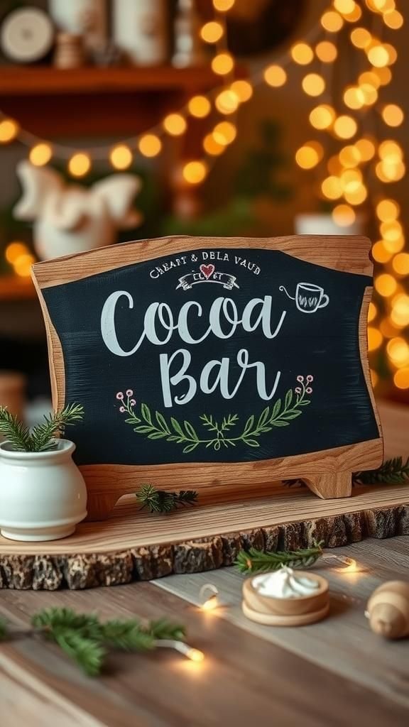 21 Hot Cocoa Bar DIY Crafts 5 Chalkboard Cocoa Bar Signage On Reclaimed Wood