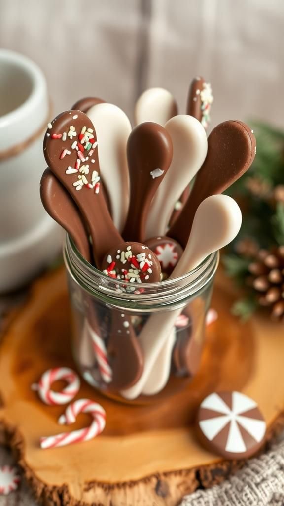 21 Hot Cocoa Bar DIY Crafts 2 Chocolate Spoon Stirrer With Sprinkle Accent
