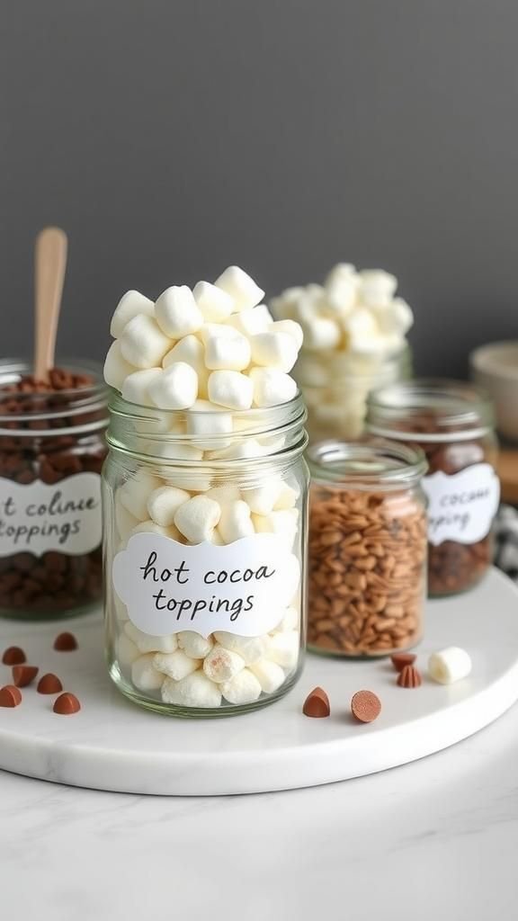 21 Hot Cocoa Bar DIY Crafts 10 Glass Apothecary Jars For Toppings Station