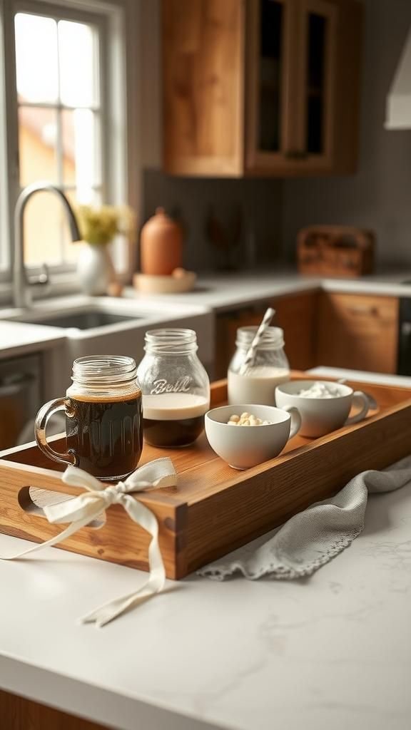 21 Hot Cocoa Bar DIY Crafts 12 Handcrafted Wooden Tray Serving Board With Jars