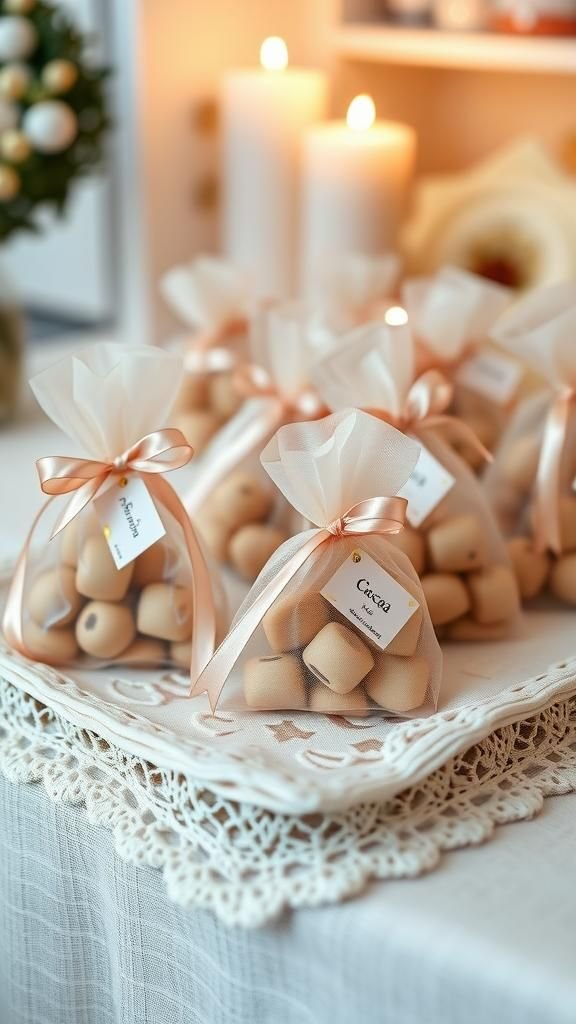 21 Hot Cocoa Bar DIY Crafts 18 Scented Cocoa Bar Favor In Organza Gift Bags