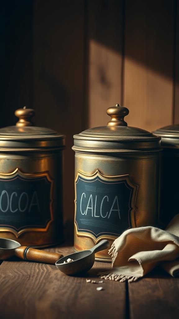 21 Hot Cocoa Bar DIY Crafts 19 Vintage Tin Canisters With Chalkboard Labels