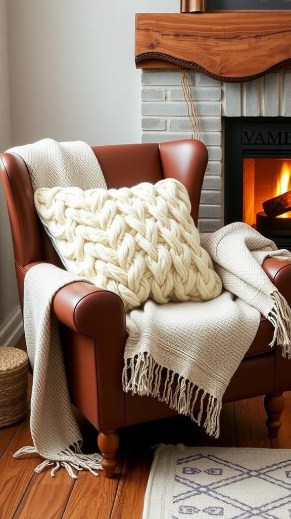 Chunky Knit Throw Pillow For Fireside Comfort