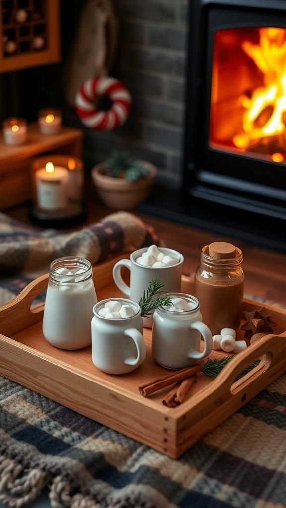 Cozy Tea Tray With Hot Cocoa Kit And Accents