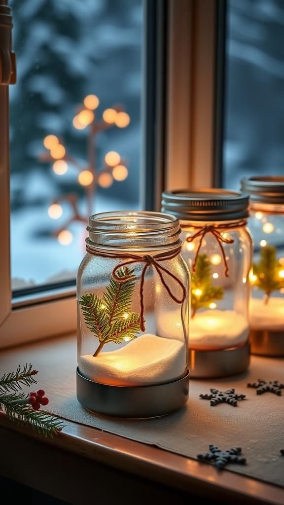 Mason Jar Snow Globe Lanterns With Warm Light