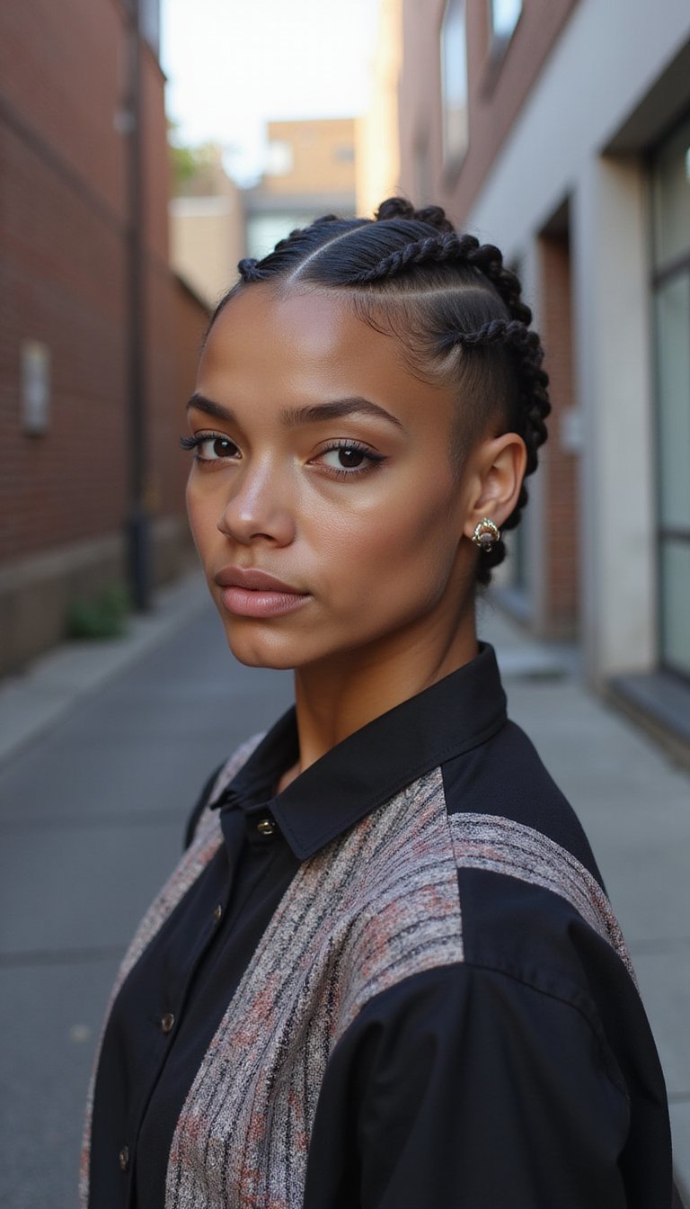 Cornrowed Mohawk Paired With Tapered Fade Sides
