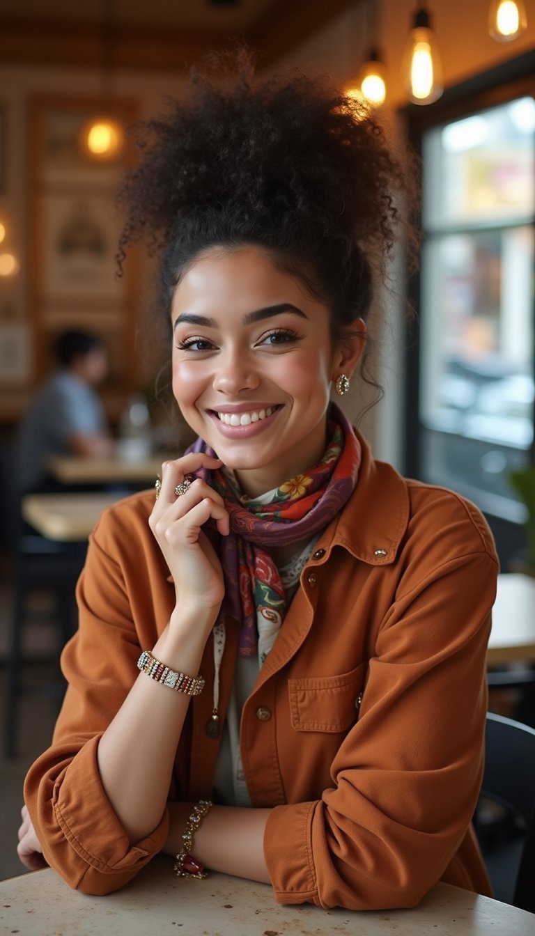 High Puff Elevated With Scarves And Jewelry