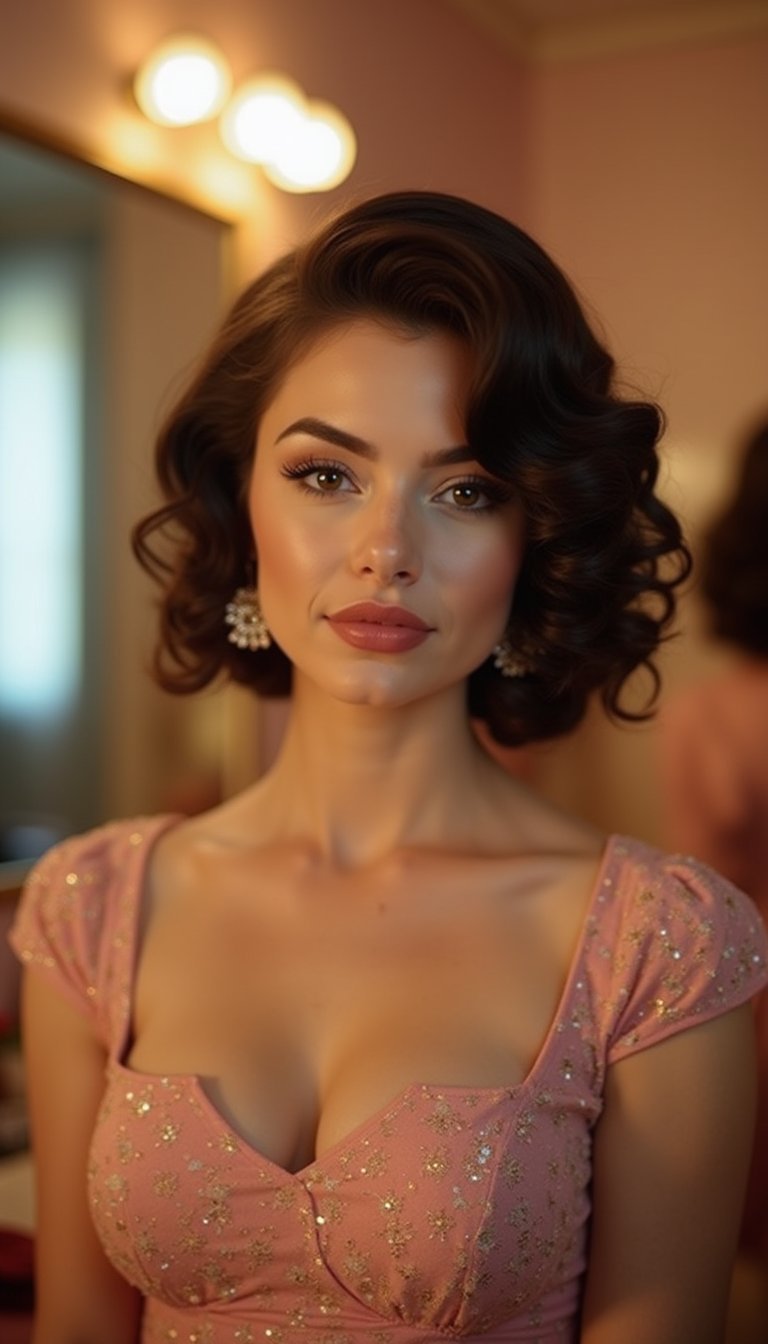 Vintage Pin Curls For Retro Red-Carpet Vibes