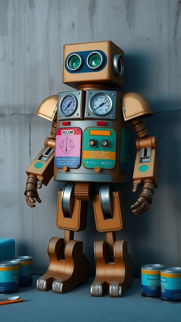 Cardboard Robot Costume With Painted Panels
