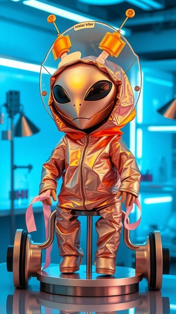 Tin Foil Space Alien With Shiny Reflective Accents