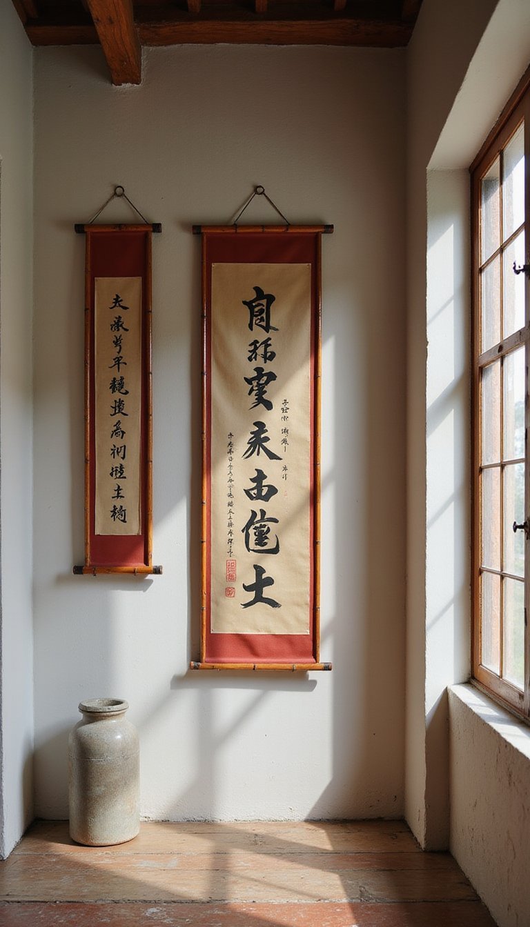 21 Lunar New Year DIY Home Decorations 13 Calligraphy Blessing Scrolls Framed In Hall