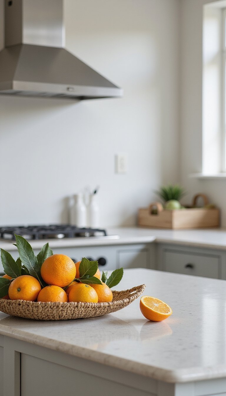 21 Lunar New Year DIY Home Decorations 19 Citrus Basket Display With Silk Leaves