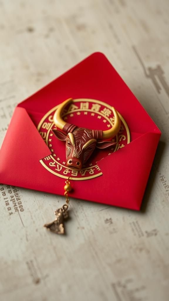 Ox Zodiac Envelope With Mixed Media Embellishment