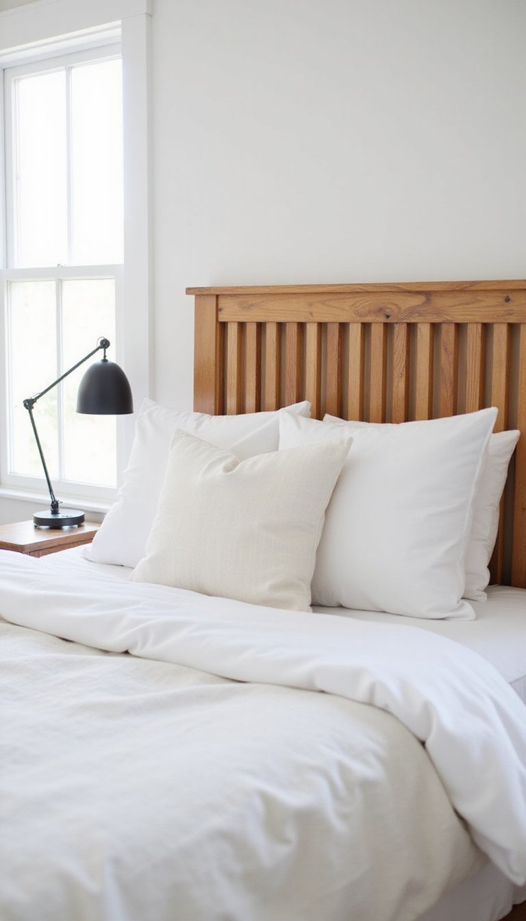 DIY Slatted Wood Headboard With Warm Finish