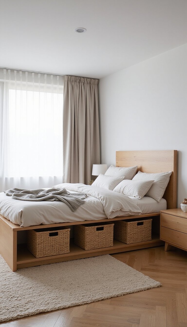 Low Profile Platform Bed With Hidden Storage