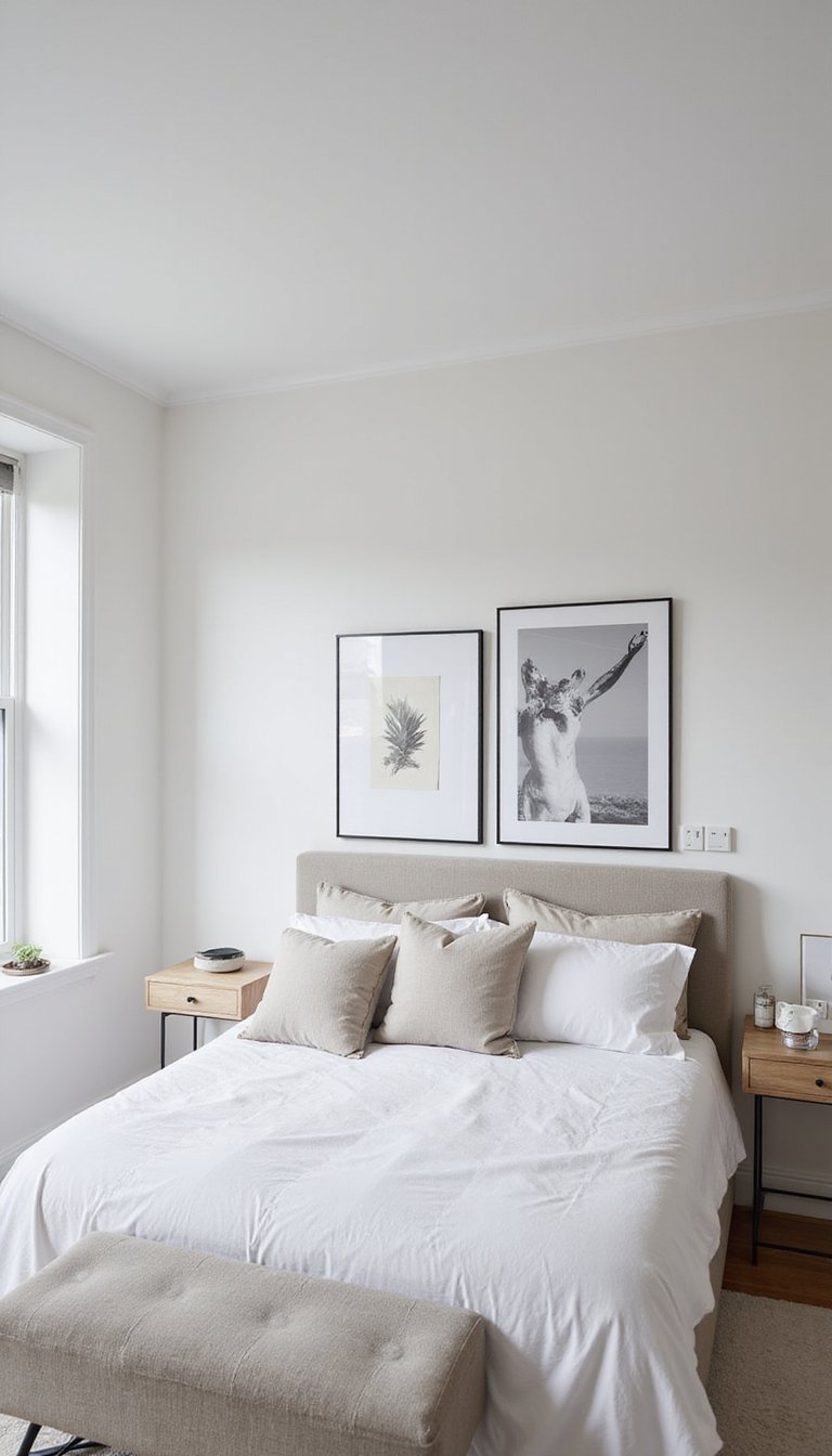 Monochrome Gallery Strip Above Headboard For Interest