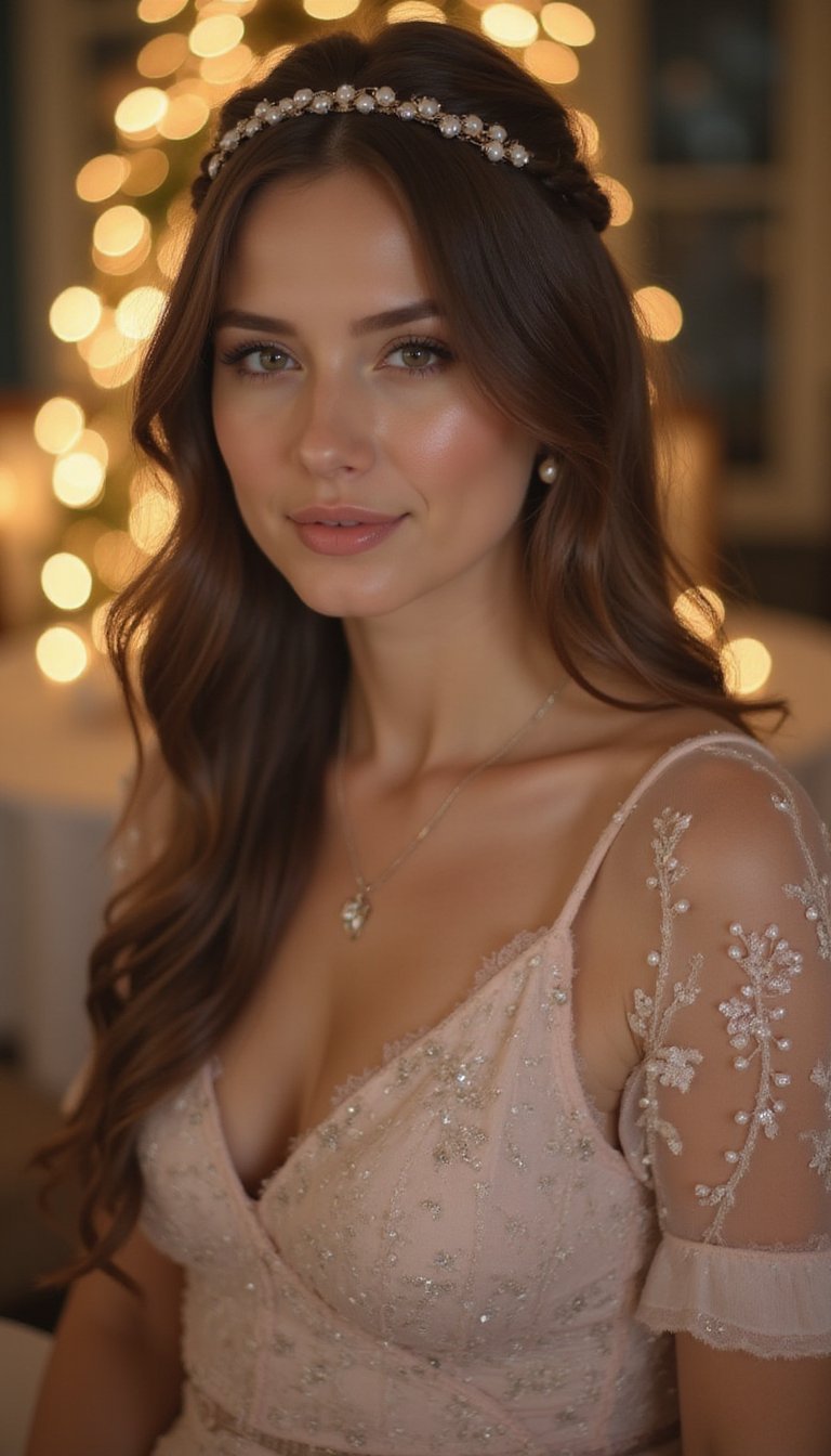 21 Polished Friendsgiving Dinner Hairstyles 11 Halo Braid Crown Adorned With Tiny Pearls