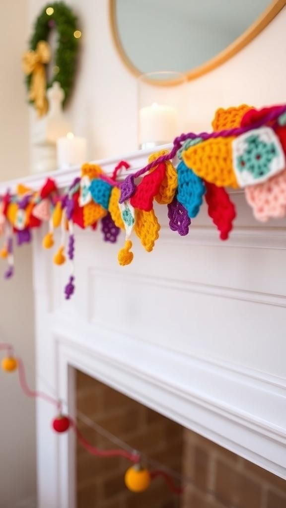 21 Quick Crochet Scrap Yarn Crafts 13 Cheerful Garland Of Mini Motifs For Parties