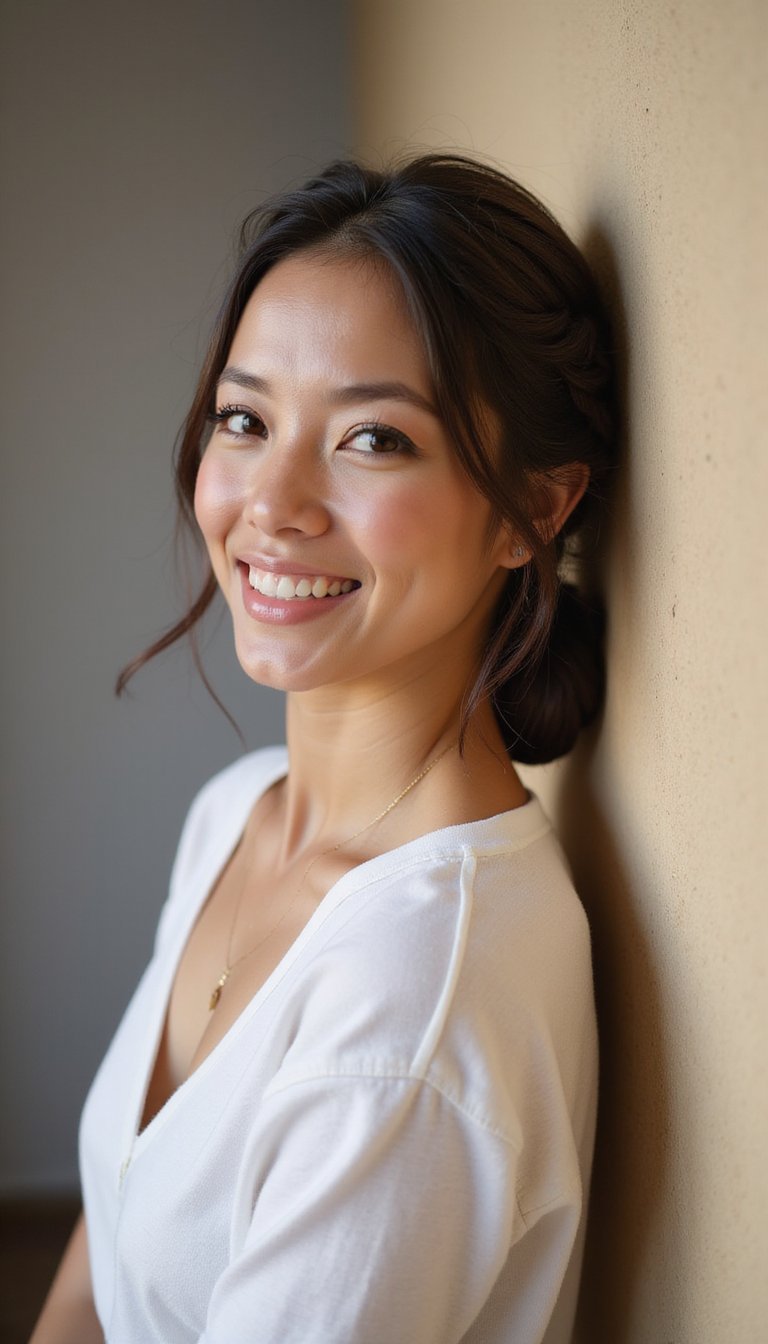 Low Braided Bun With Soft Volume At Crown