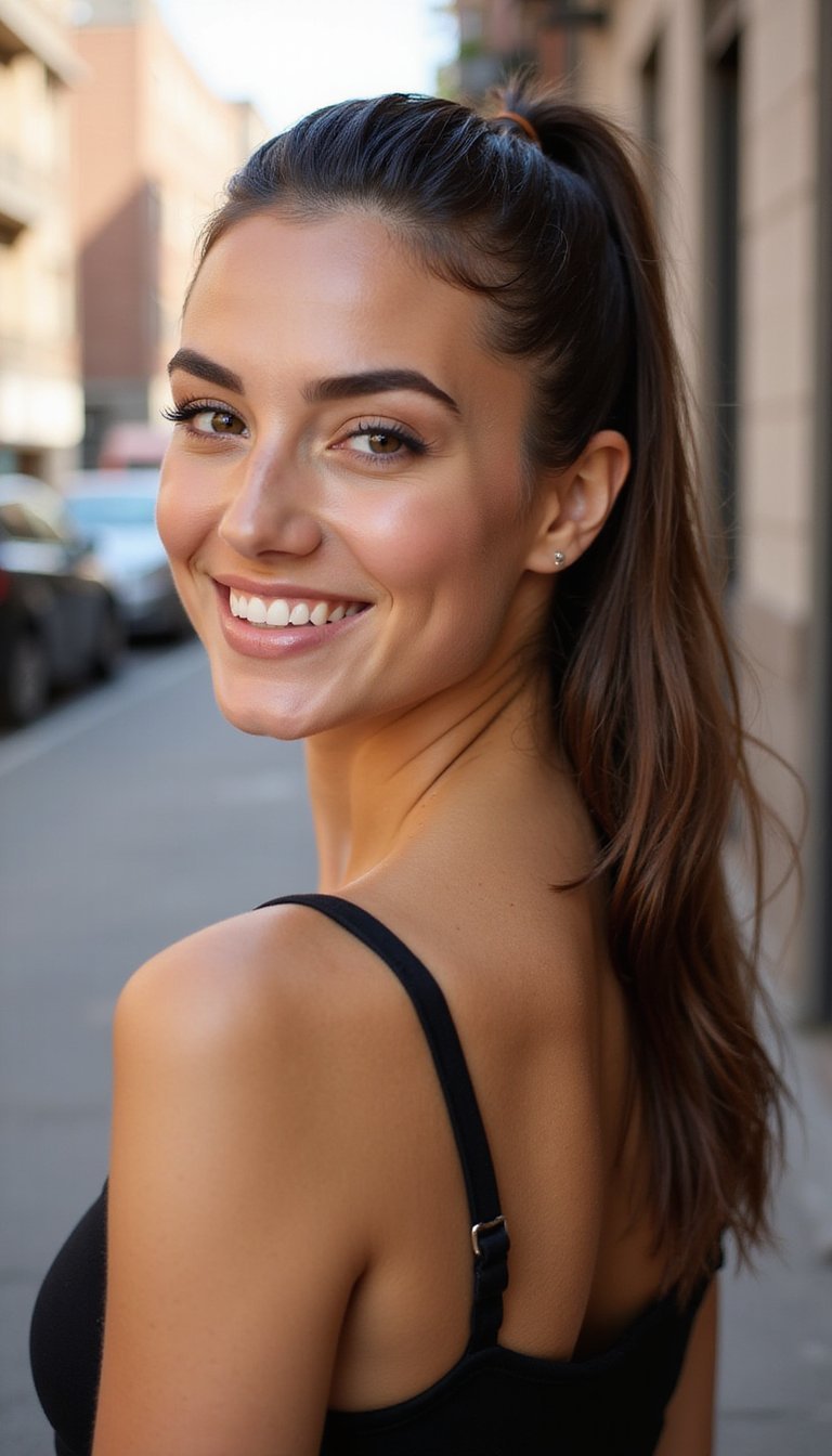 Sleek Wet Look Ponytail For Clean Finish