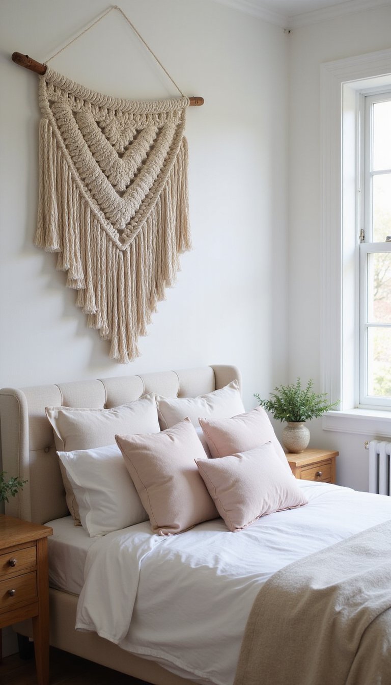 Handmade Macramé Wall Art Above Headboard