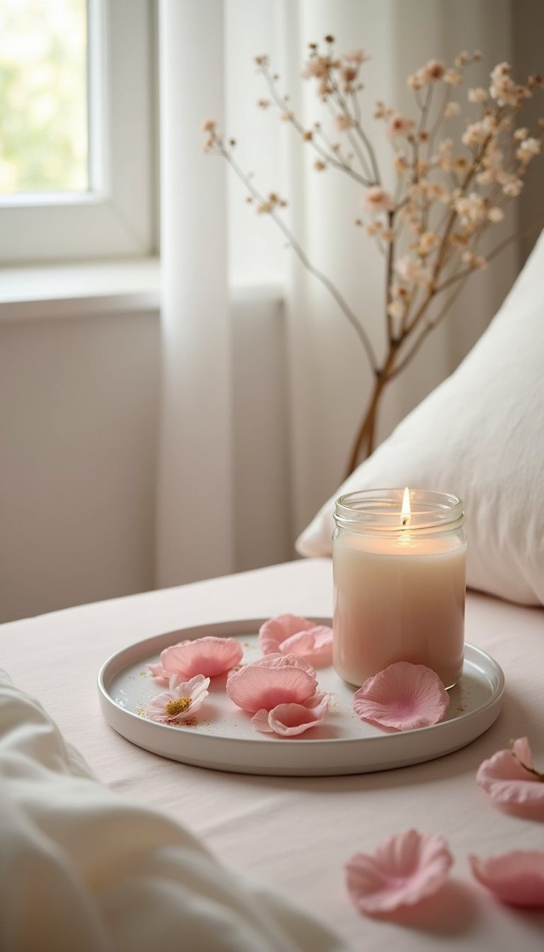 Pressed Rose Petal Resin Nightstand Tray