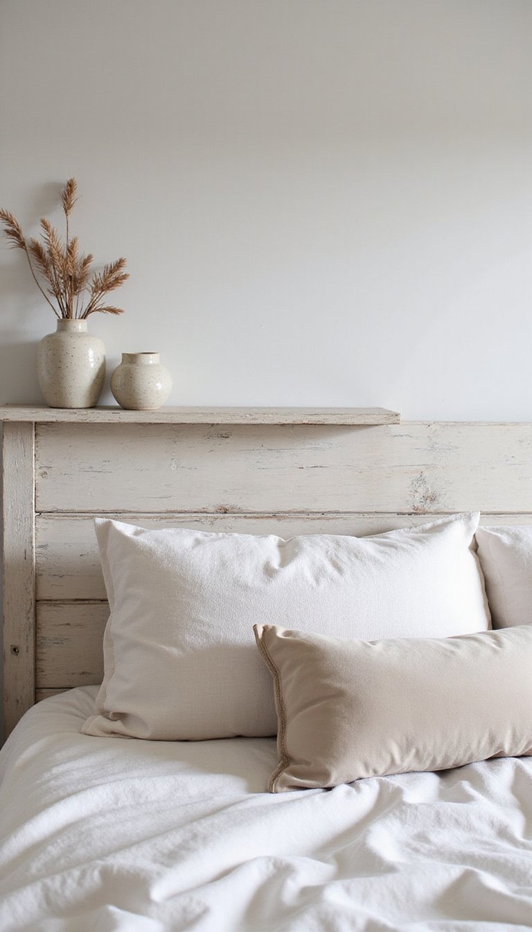 Reclaimed Wood Plank DIY Headboard With Shelf