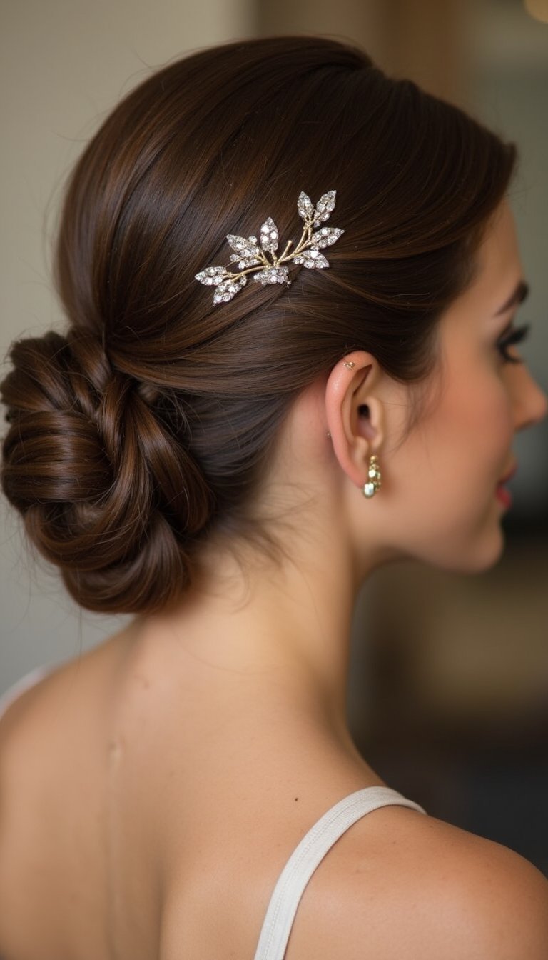 Elegant Low Chignon With Sparkling Hair Pins