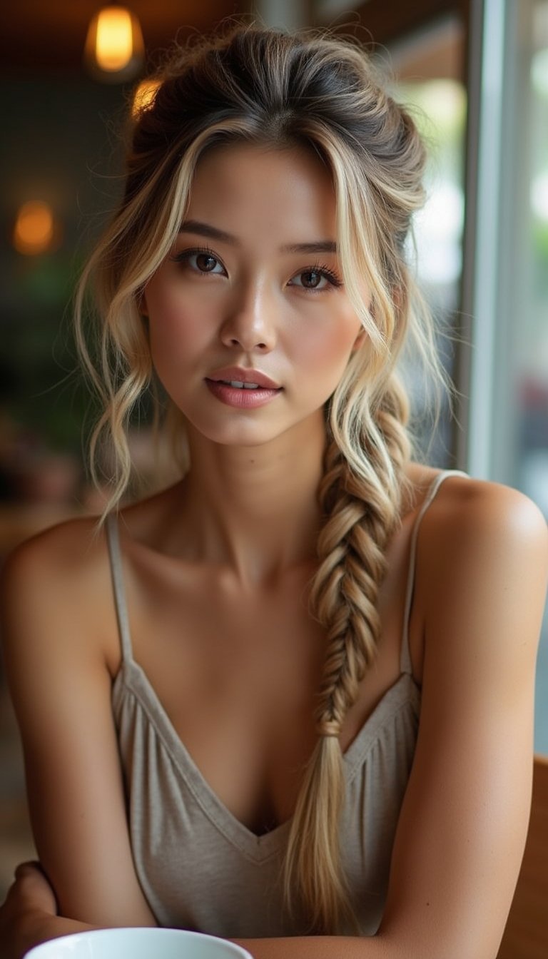 Fishtail Braid Draped Over One Shoulder