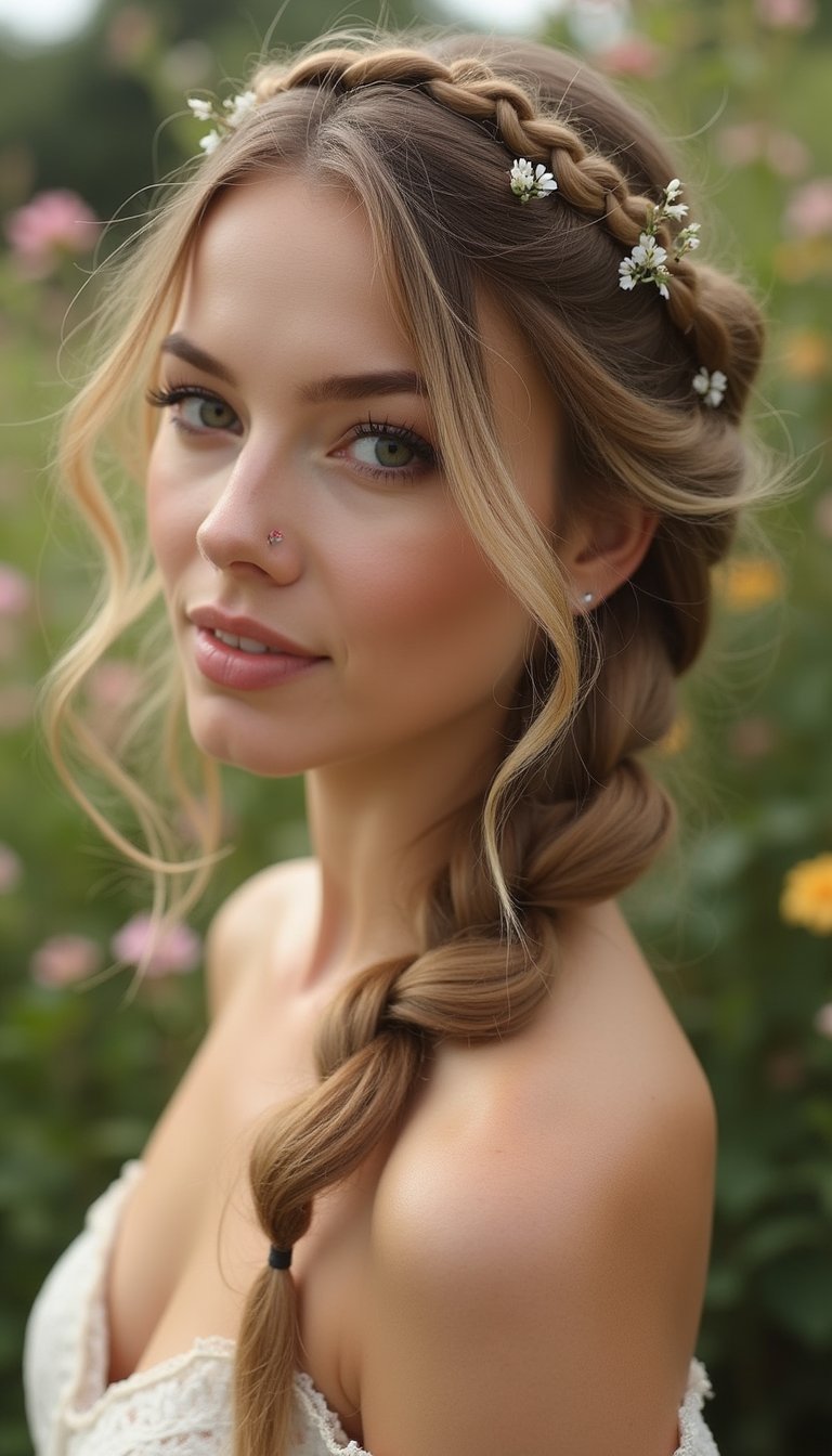 Twisted Halo Braid For Ethereal Romance