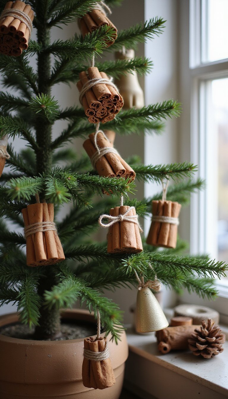 Cinnamon Stick Bundles With Twine And Pine