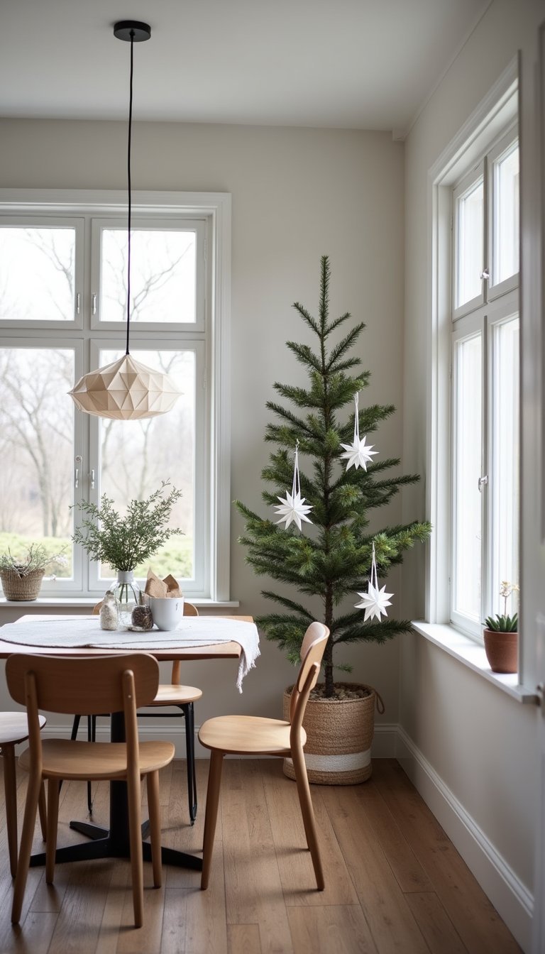 Paper Folded Nordic Star Lanterns On Branches
