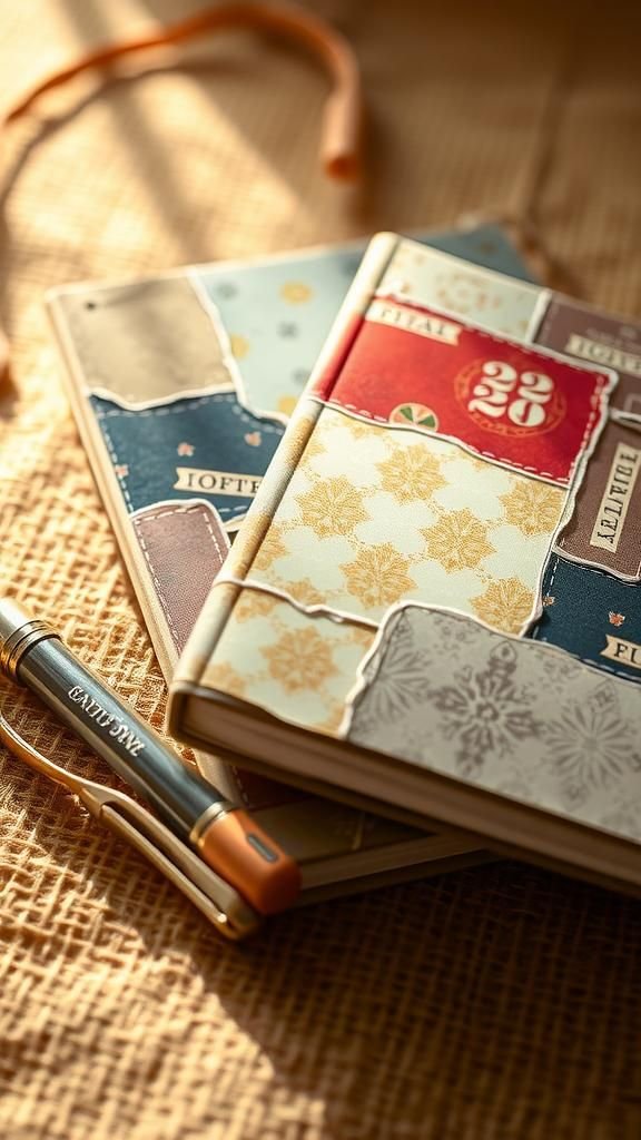 21 Scrap Paper Embellishment Projects 5 Embellished Notebook Covers With Patchwork Papers