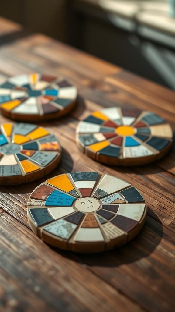 21 Scrap Paper Embellishment Projects 1 Layered Mosaic Coasters With Textured Scraps