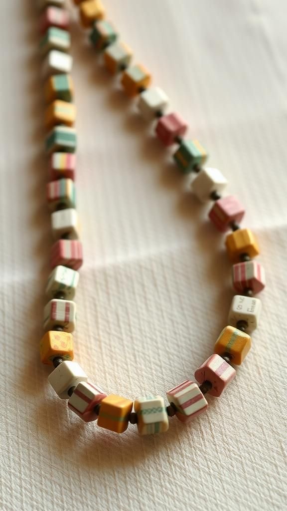 21 Scrap Paper Embellishment Projects 7 Paper Bead Necklaces With Mixed Patterned Scraps