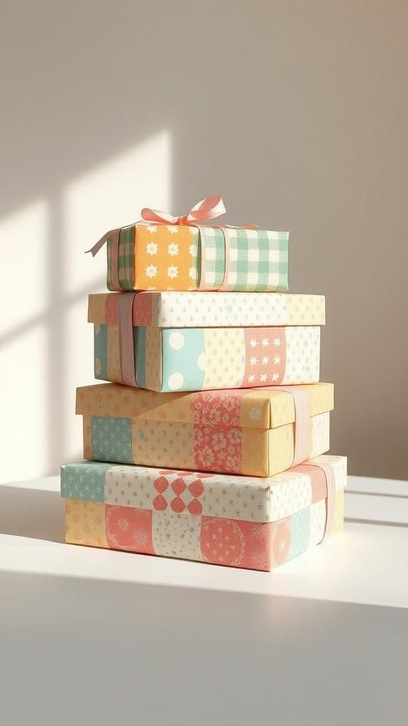 21 Scrap Paper Embellishment Projects 11 Patchwork Gift Boxes With Coordinated Paper Panels