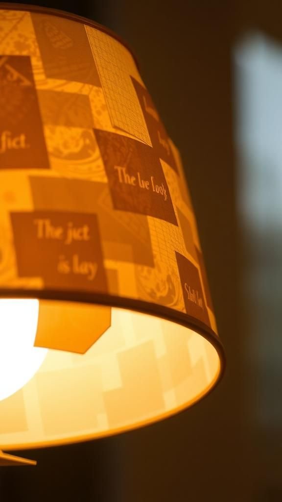 21 Scrap Paper Embellishment Projects 13 Textured Lampshade Overlay With Paper Patchwork