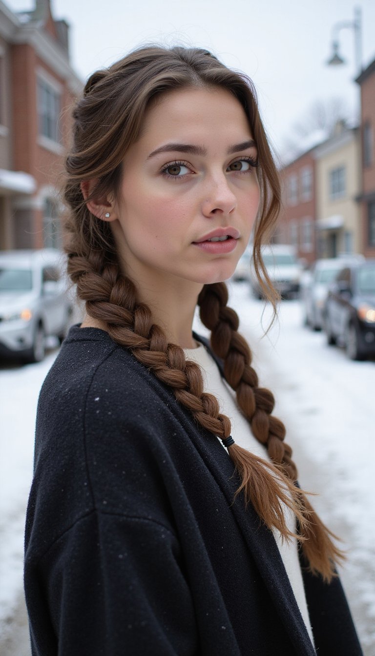 21 Simple Snow Day Hairstyles 18 Faux Hawk Braid For Windy Snow Walks