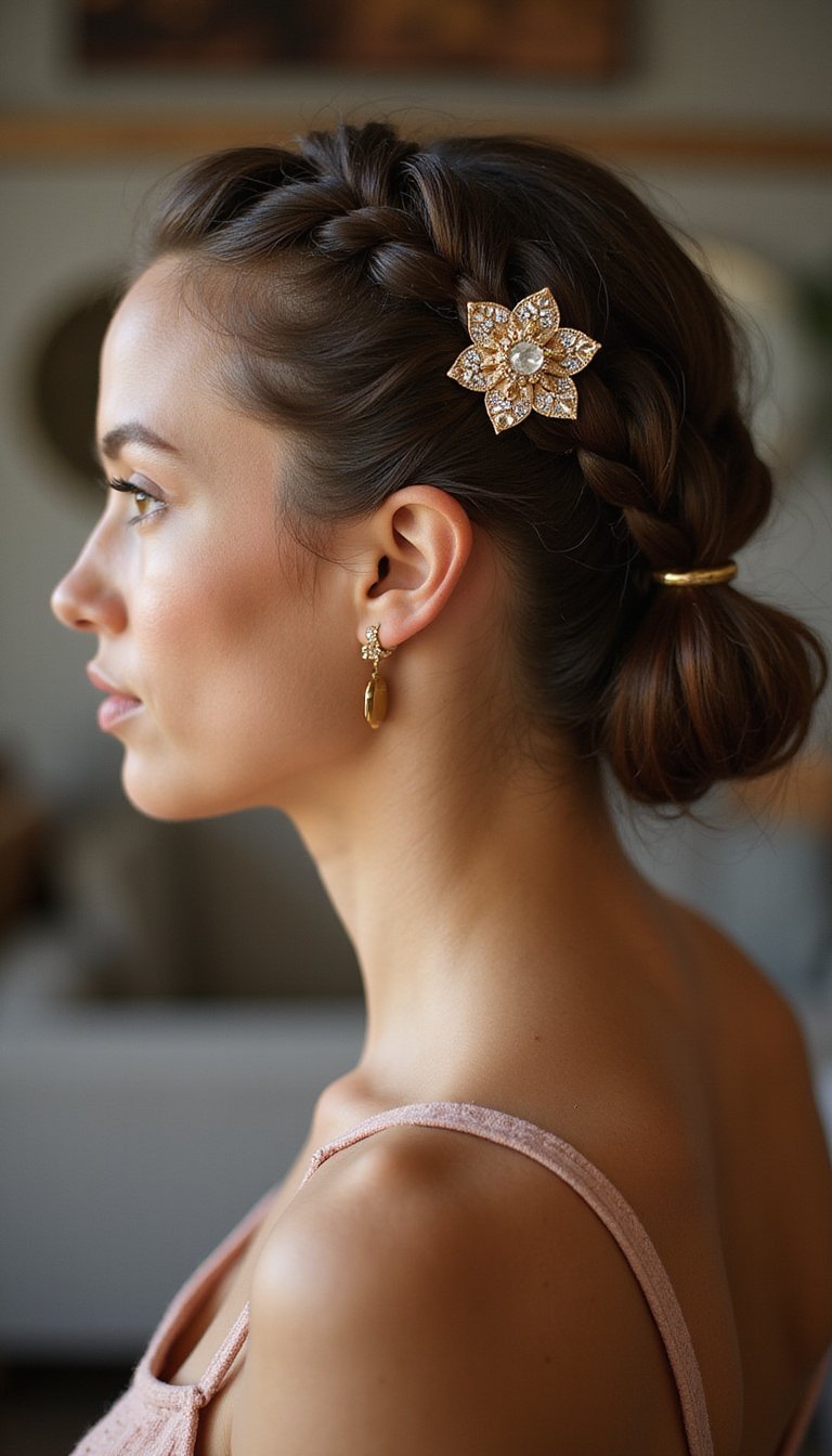 21 Simple Snow Day Hairstyles 20 Pinned Twists With Statement Barrette Accent