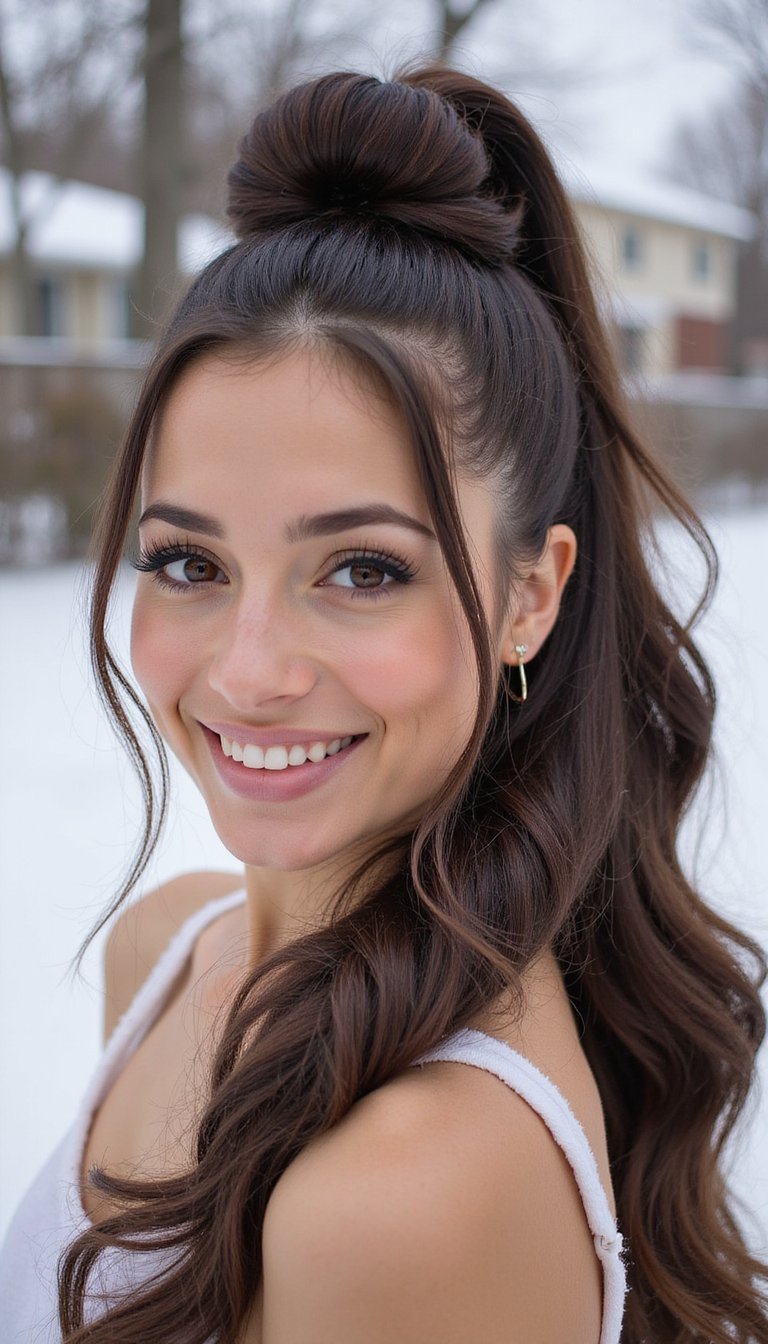 21 Simple Snow Day Hairstyles 21 Quick Bubble Ponytail That Keeps Snow Out