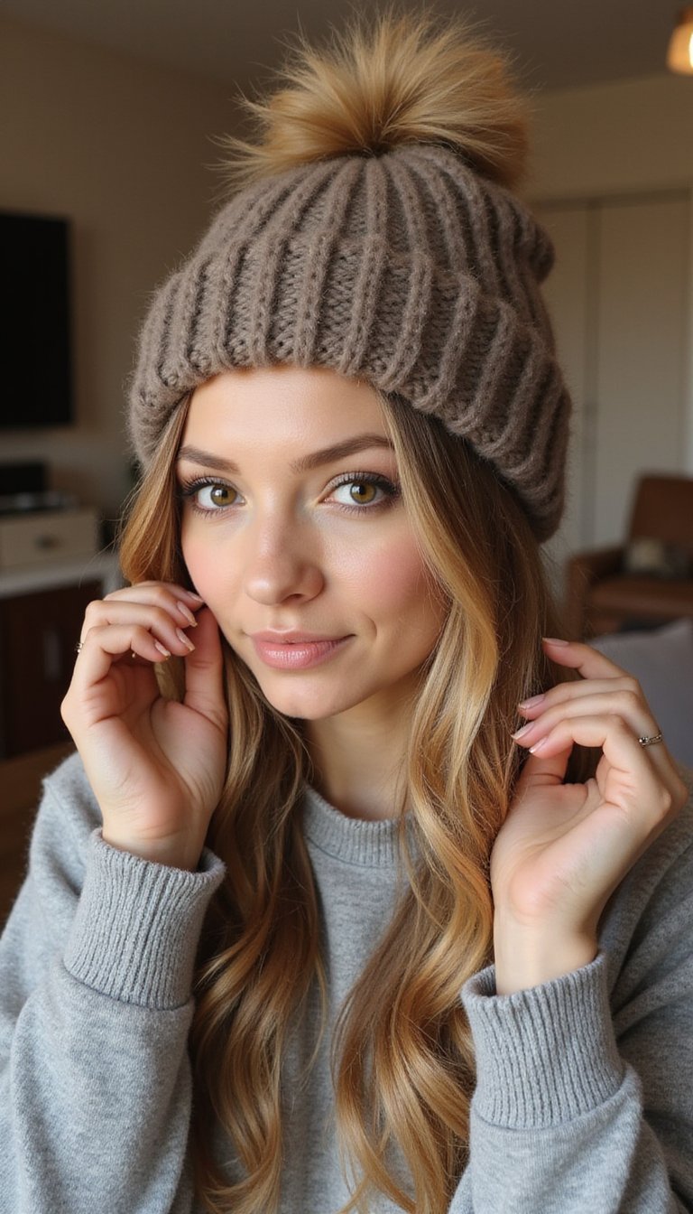 21 Simple Snow Day Hairstyles 11 Snug Top Knot With Soft Face-Framing Pieces