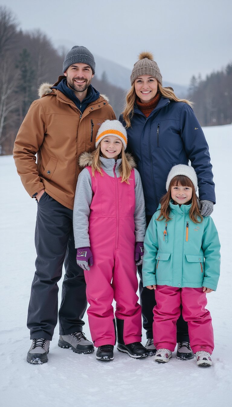 Kids Friendly Matching Layers For Family Ski Day