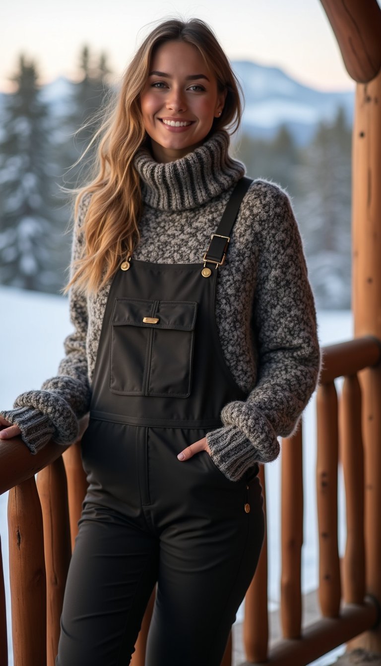 Monochrome Wool Sweater And Insulated Bib
